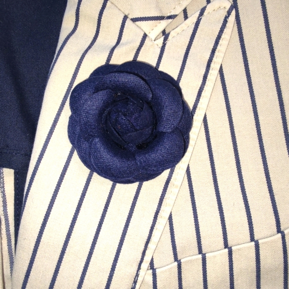 SEVENTY 19.70 Size 6 Tan and Navy Blue pinstripe Women's Blazer. - Picture 10 of 11